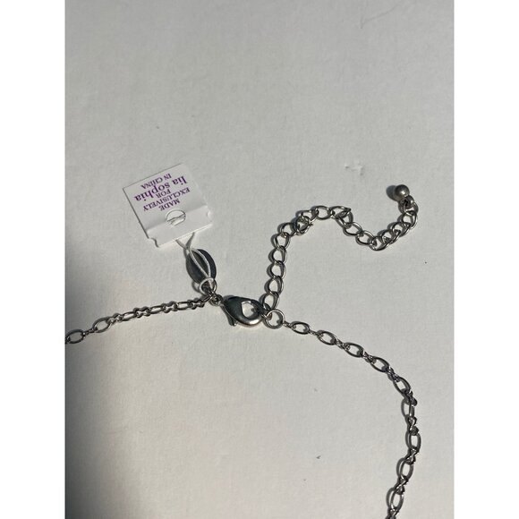 Lia Sophia Fine Art Necklace W/ Shell Pendant & Glass Bead Adjustable Chain Sliv - Picture 5 of 6